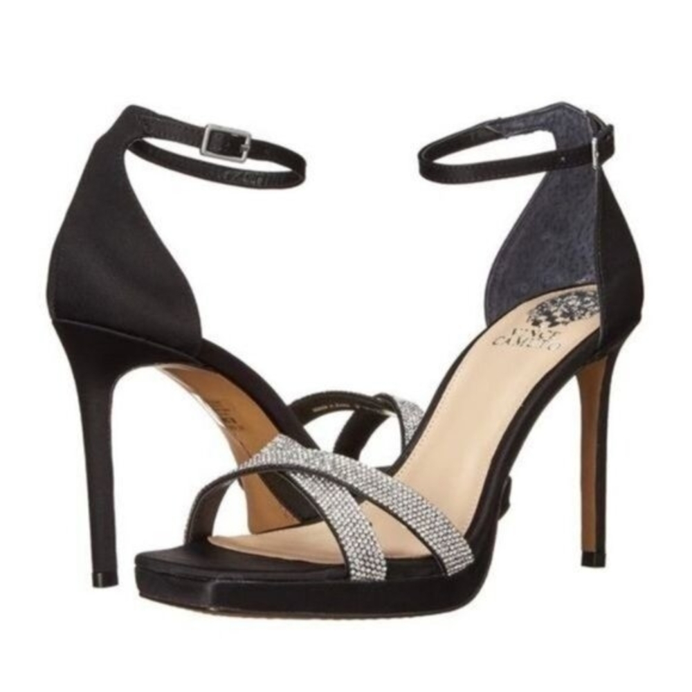 Vince Camuto Black Heels with Silver Detailing